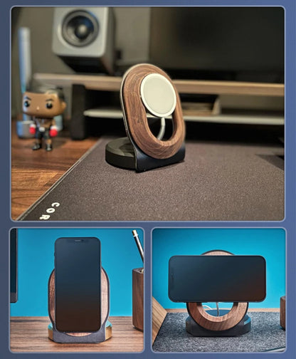 Wooden Magnetic Charging Stand for Smartphones