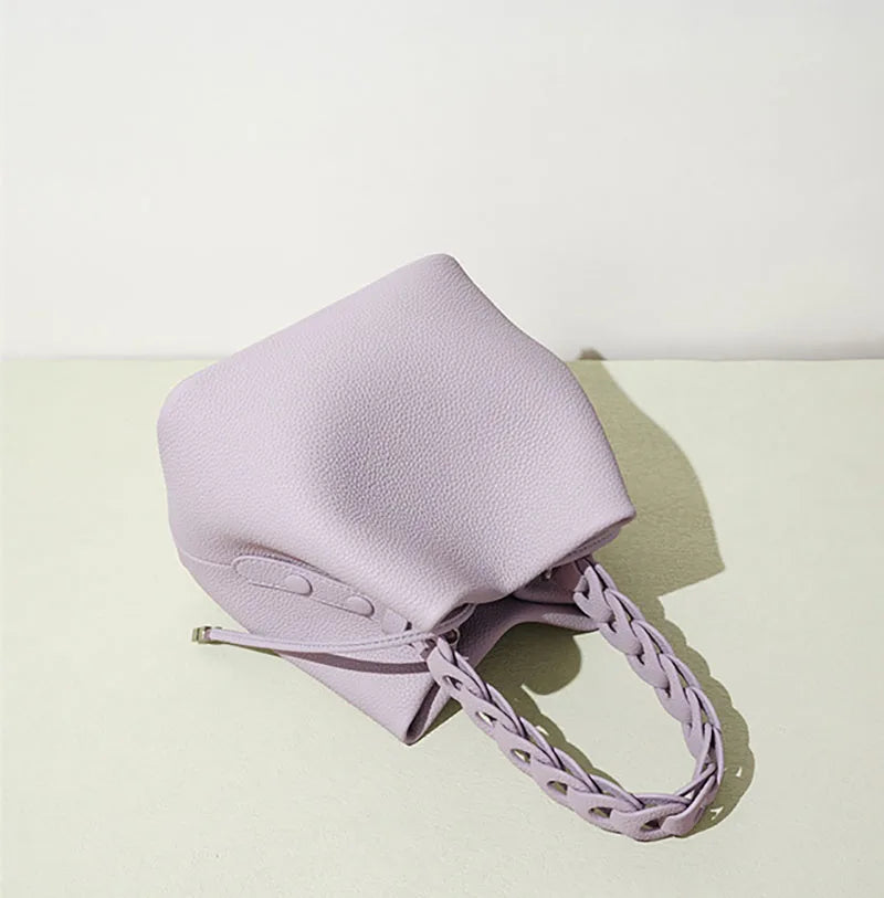 Genuine Leather Bucket Shoulder Bag