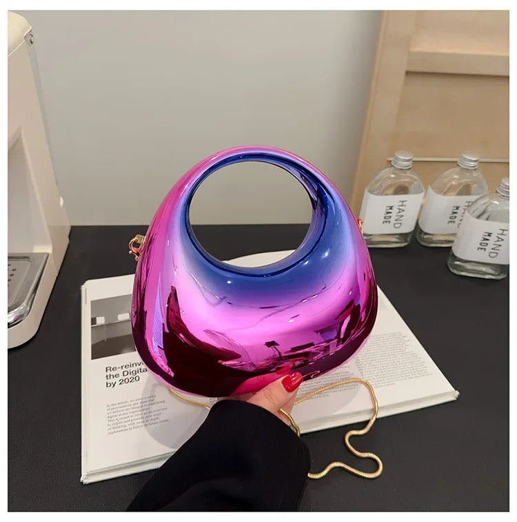 Acrylic Half-Moon Evening Clutch Bag