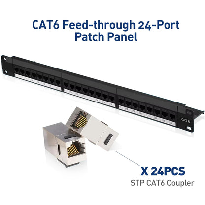 19-Inch RJ45 Keystone Patch Panel with Inline Couplers