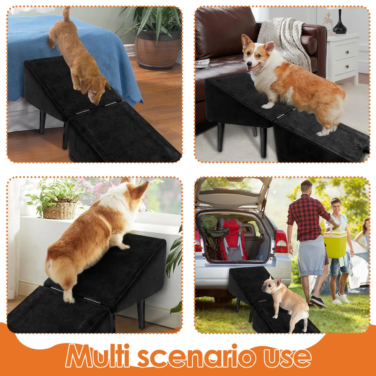 2-in-1 Folding Dog Ramp & Ottoman Pet Steps