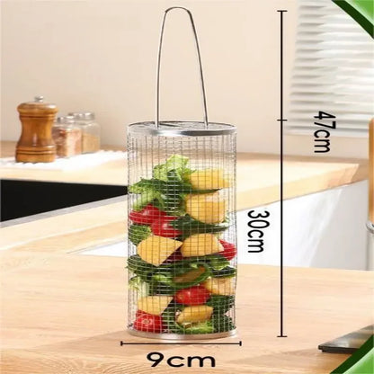 Stainless Steel Rolling BBQ Grill Basket