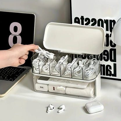 Cable Organizer Storage Box with 14 Wire Ties