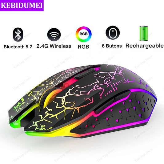 Bluetooth 5.2 Dual-Mode RGB Wireless Gaming Mouse