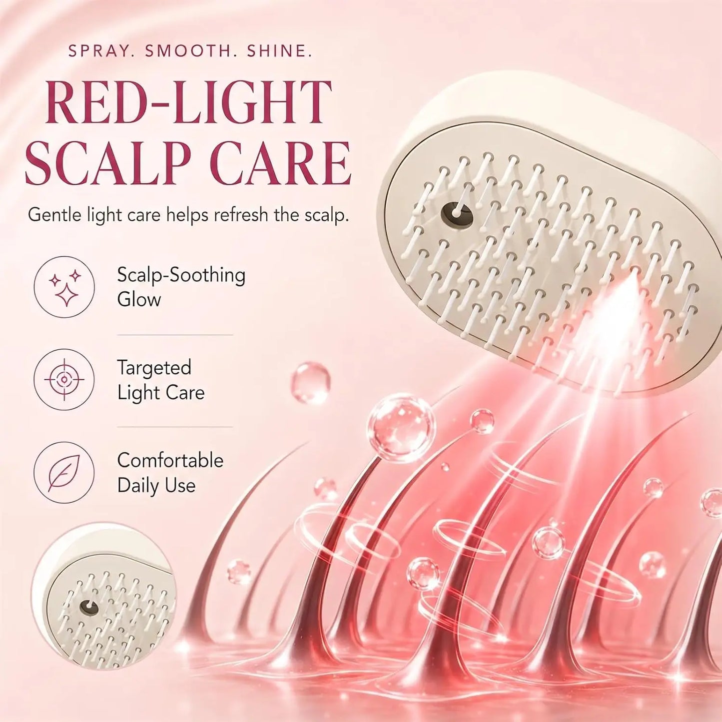 Electric Self-Cleaning Mist Hair Brush