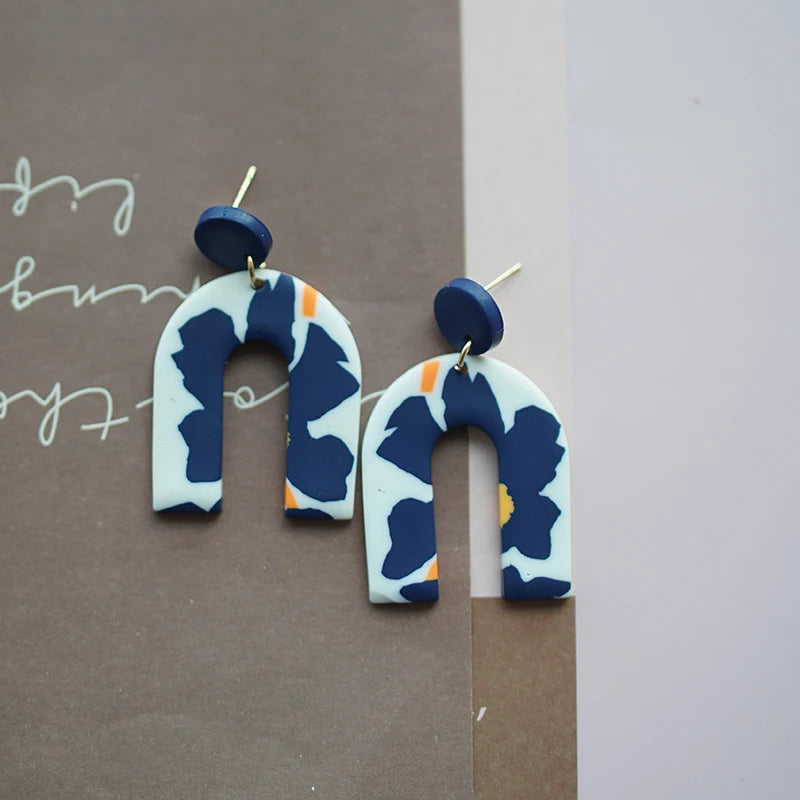 Flower Abstract Art Deco Pattern Earrings