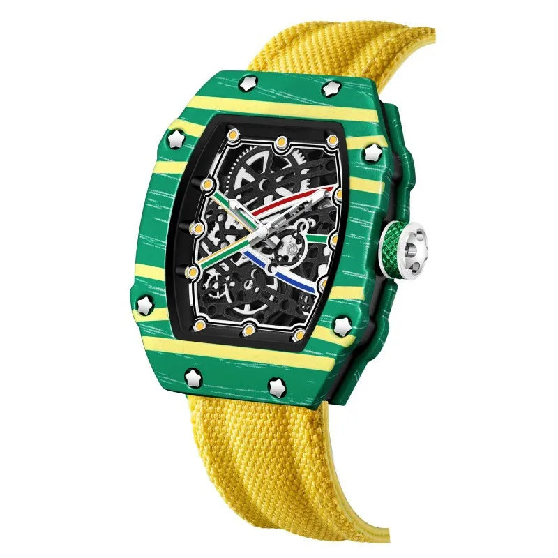 Ultra-Thin Tonneau Men's Nylon Strap Quartz Watch