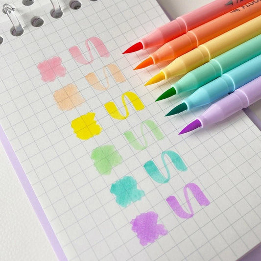 Pastel Soft Brush Highlighter Pen Set