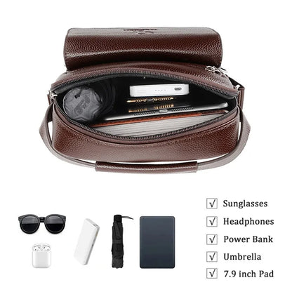 Men's Genuine Leather Crossbody Shoulder Bag