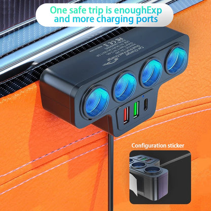 120W 4-Port Car Charging Adapter