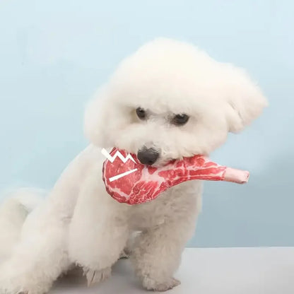 Squeaky Steak Dog Toy – Soft Fleece Chew Training Toy