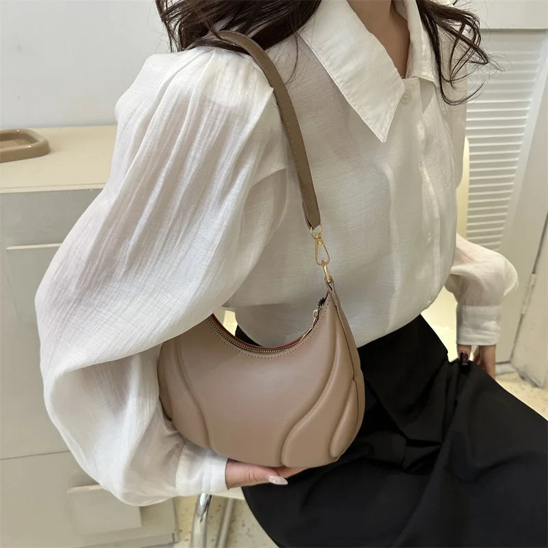 Women’s Half Moon PU Leather Shoulder Bag