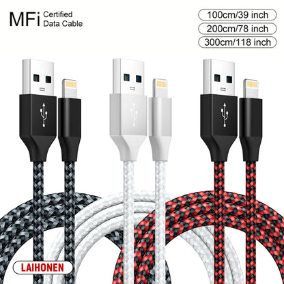 LAIHONEN USB-A to Lightning Braided Charging Cable