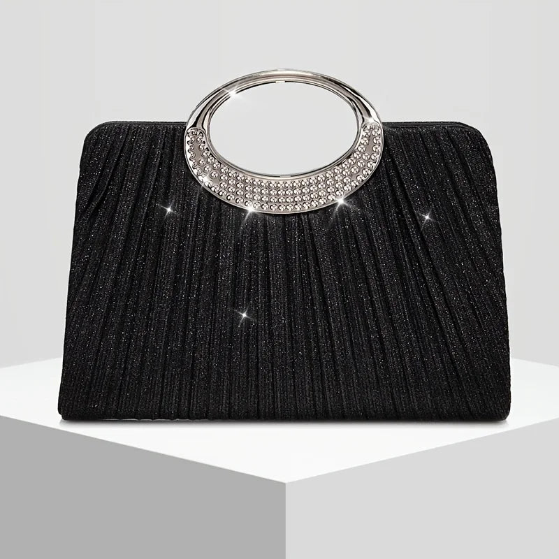 Pleated Shimmer Evening Clutch Bag