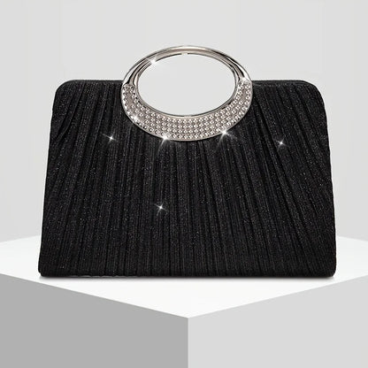 Pleated Shimmer Evening Clutch Bag