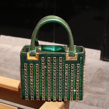 Crystal Inlaid Evening Satchel Bag