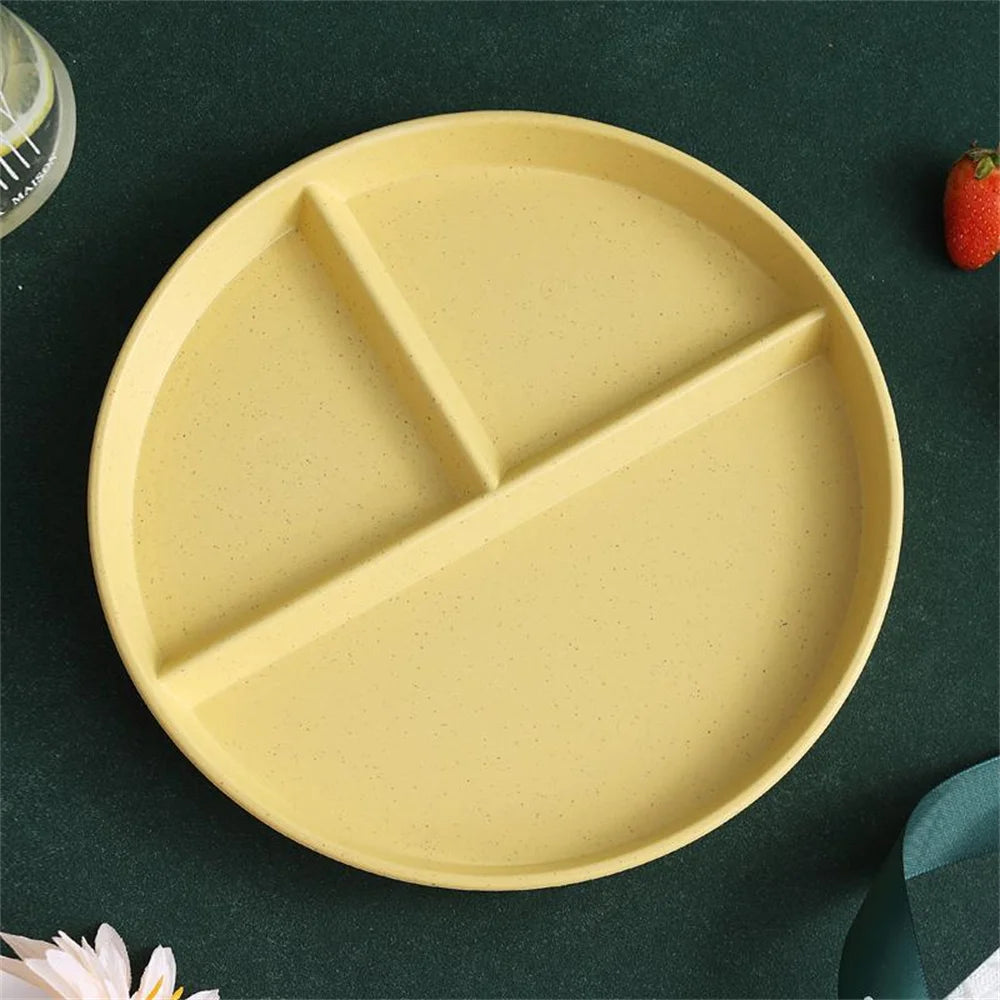 Divided Dish In 3 Reusable Round Dinner Plate