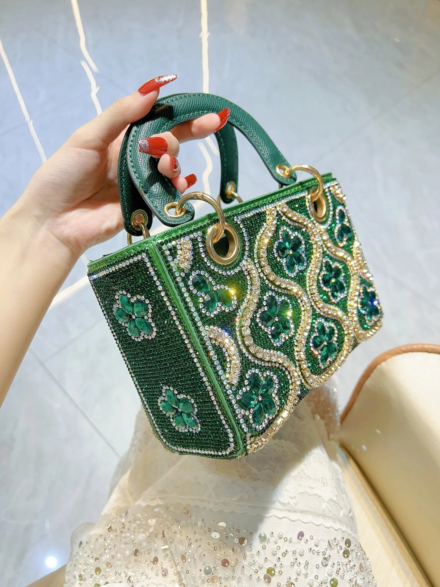 Rhinestone Box Crossbody Bag