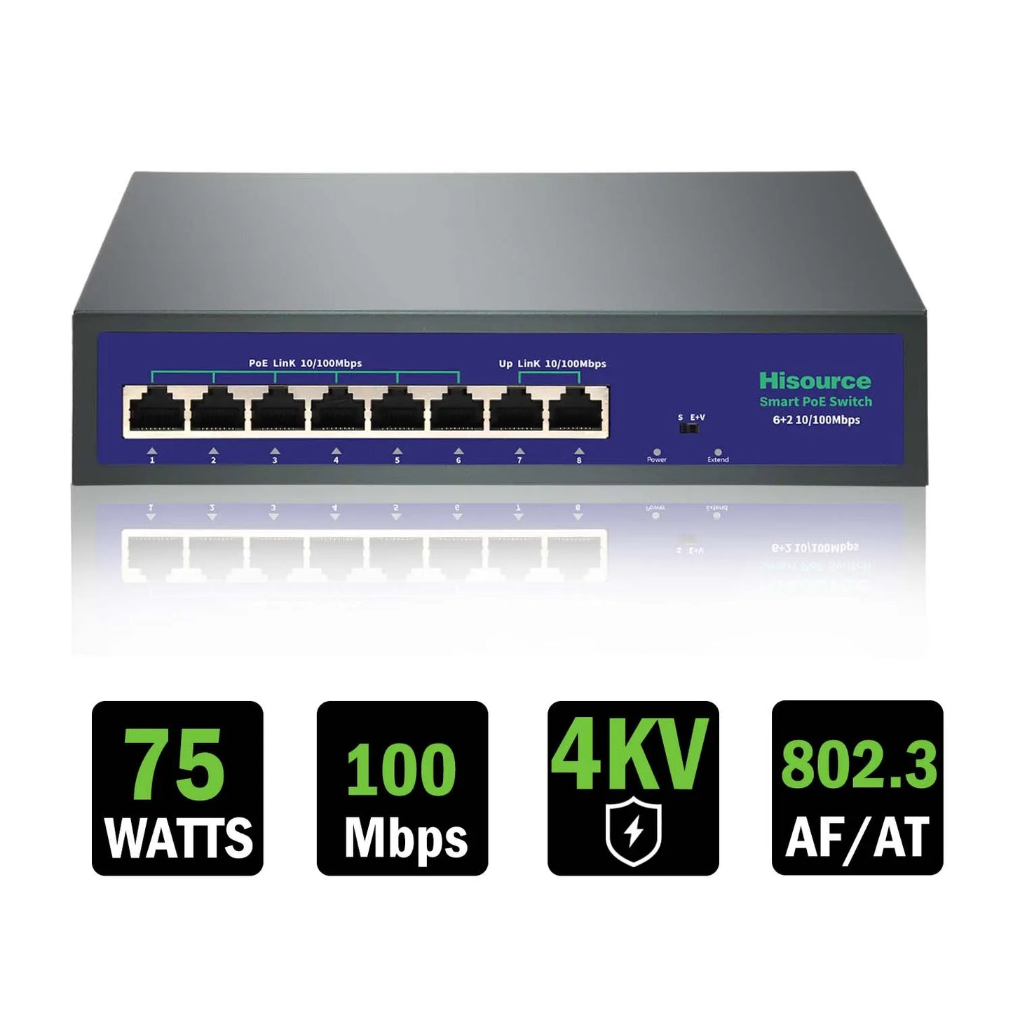 Hisource Fast Ethernet PoE Switch with VLAN Support
