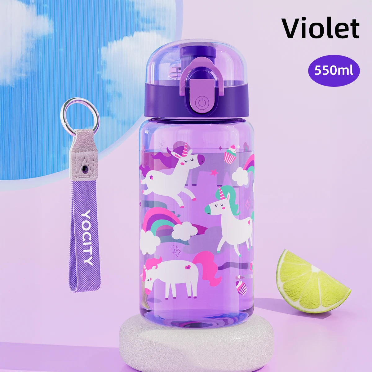 18.6oz Cartoon Water Bottle with Rope