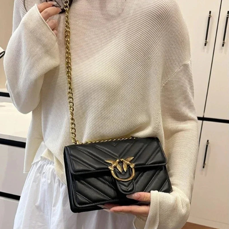 Luxury Quilted Leather Crossbody Handbag
