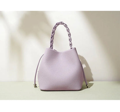 Genuine Leather Bucket Shoulder Bag