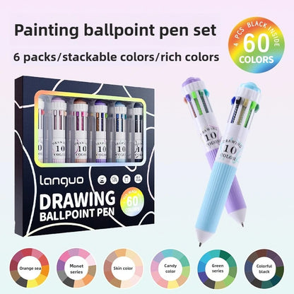 0.8mm Soft Grip Multi-Colour Ballpoint Pen for Drawing & Writing