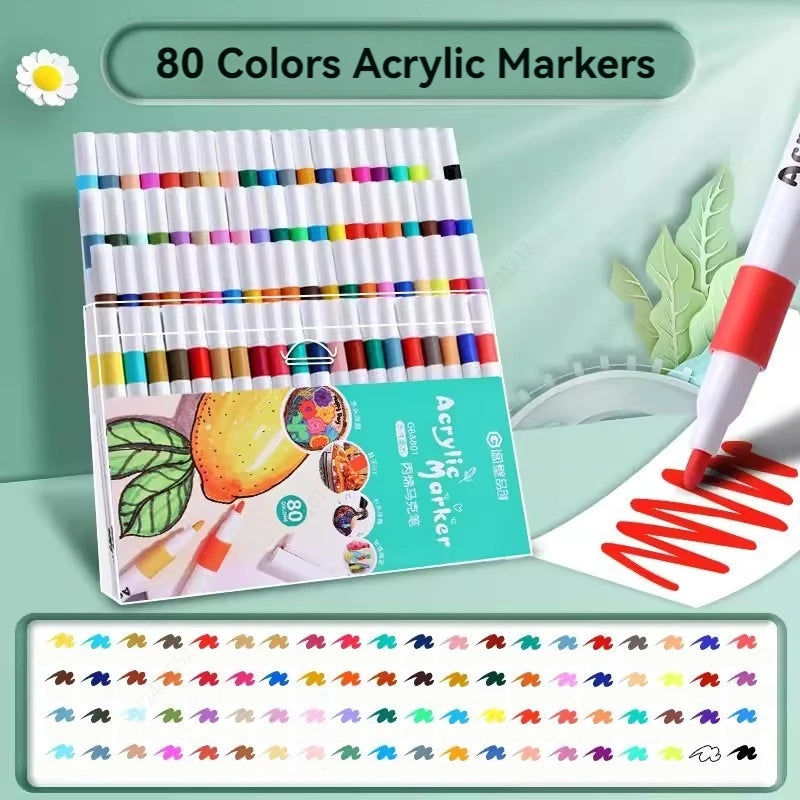 12-80 Colores Set Acrylic Paint Art Marker