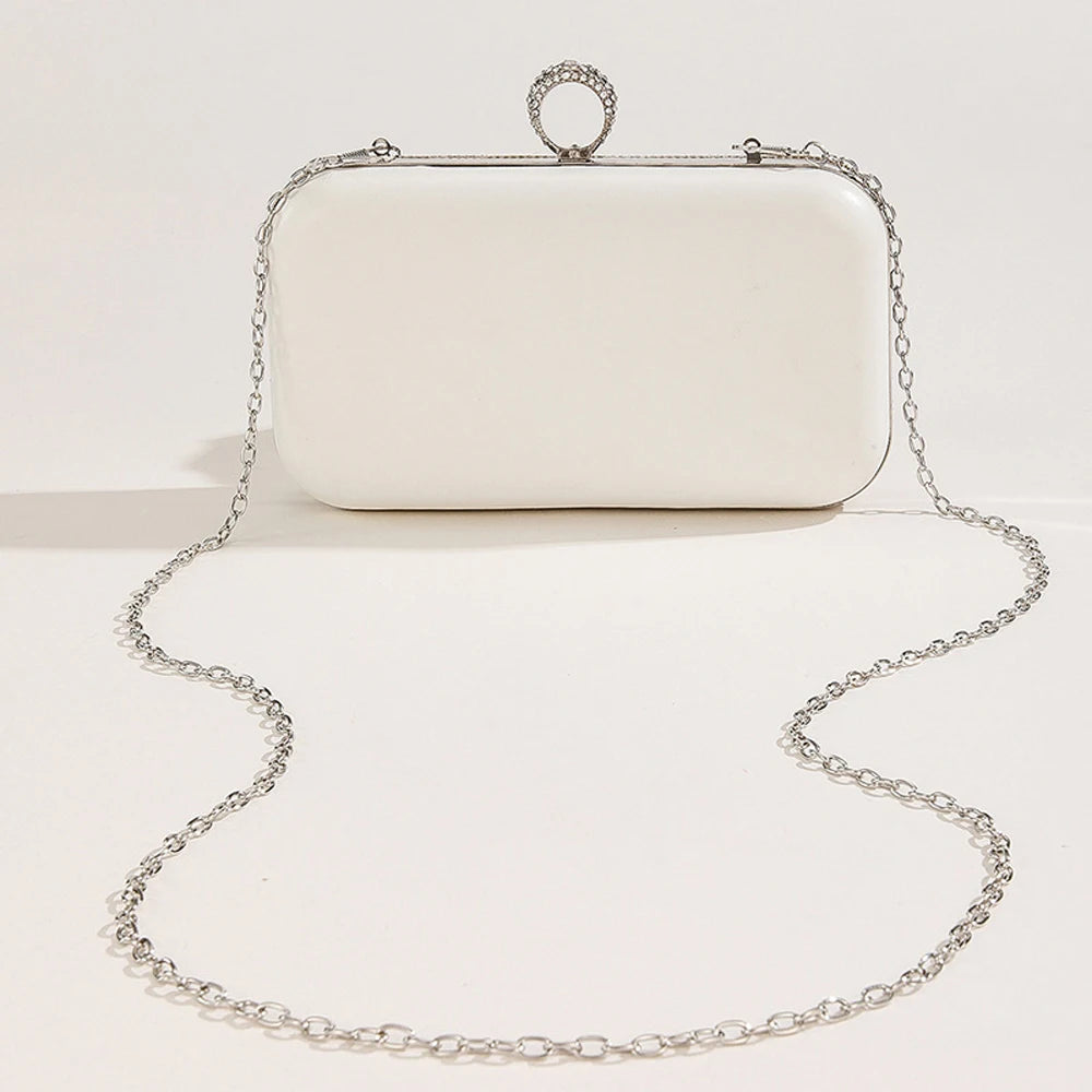 Women’s Pearl Beaded “I Do” Wedding Clutch with Chain Strap