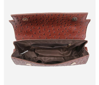 Ostrich Print PU Leather Shoulder Bag