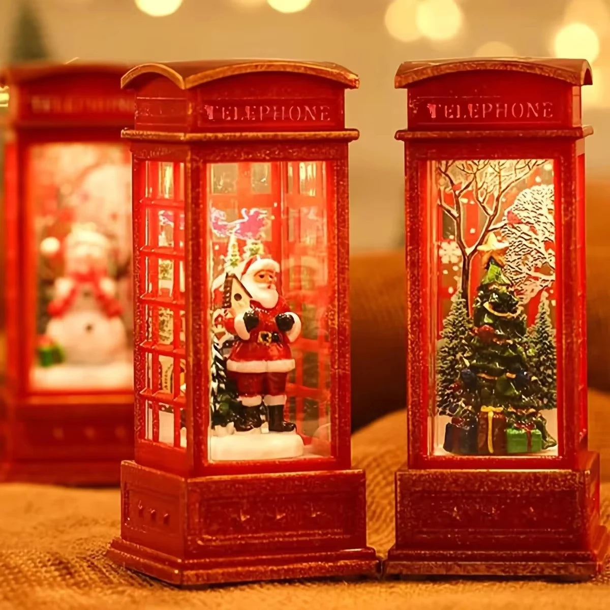 LED Christmas Telephone Booth Night Light