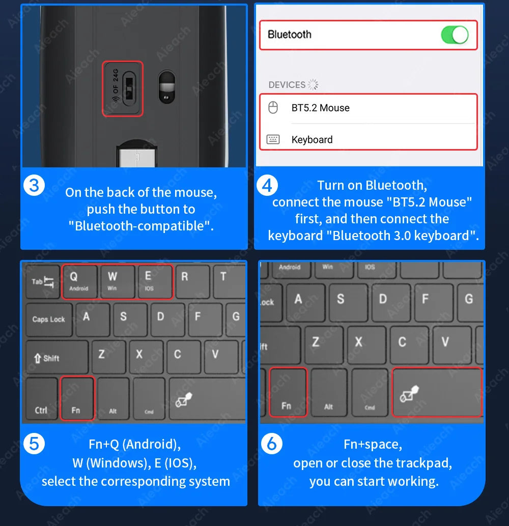 Wireless Bluetooth Keyboard with Touchpad