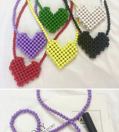 Mini Heart Beaded Crossbody Bag