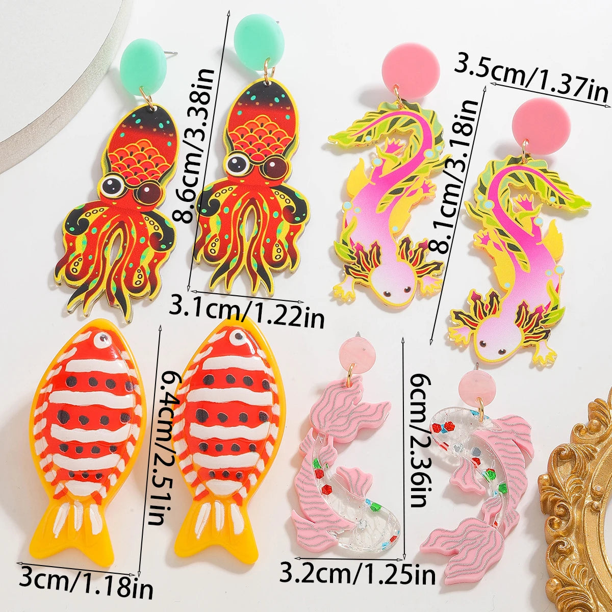 Creative Acrylic Fish Octopus Earrings