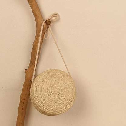 Handwoven Round Straw Crossbody Bag