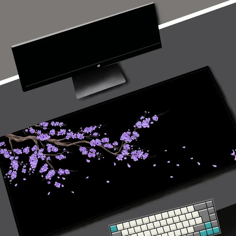Black Sakura Extended Gaming Mouse Pad