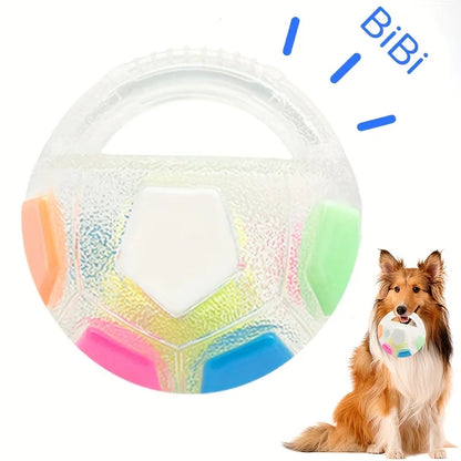 TPR Soccer Ball Dog Toy with Handle & Sound Feature