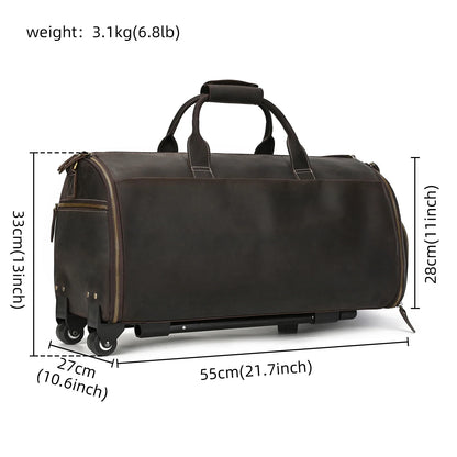 Crazy Horse Leather Travel Bag for Suits