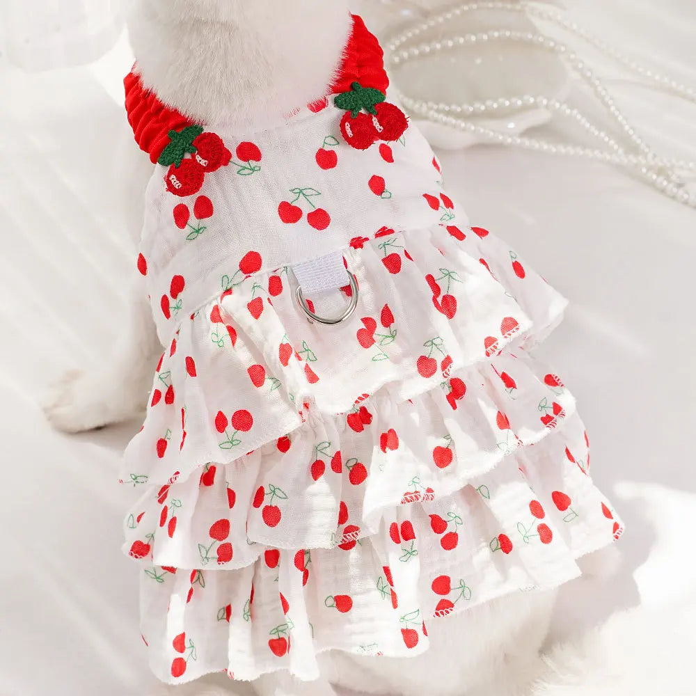 Cherry Print Princess Dress for Dogs & Cats