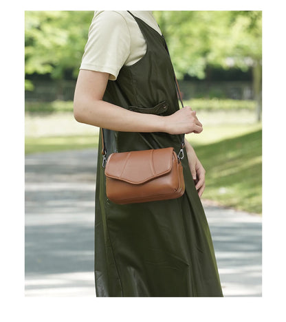 Genuine Leather Multi-Compartment Crossbody Bag