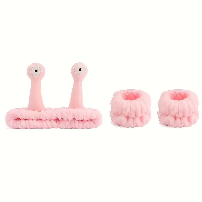 Coral Velvet Spa Headband & Wrist Towel Set