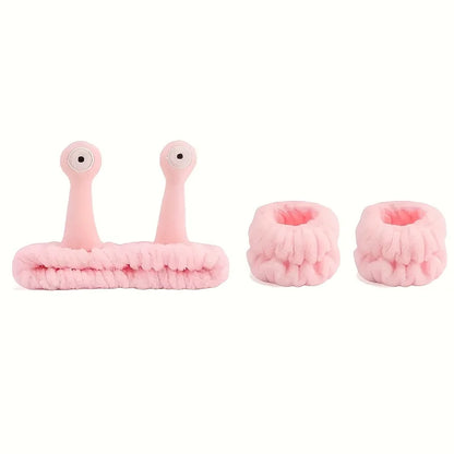 Coral Velvet Spa Headband & Wrist Towel Set