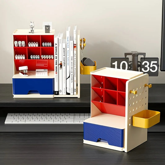 Multifunctional Desk Organizer with Retractable Bookend