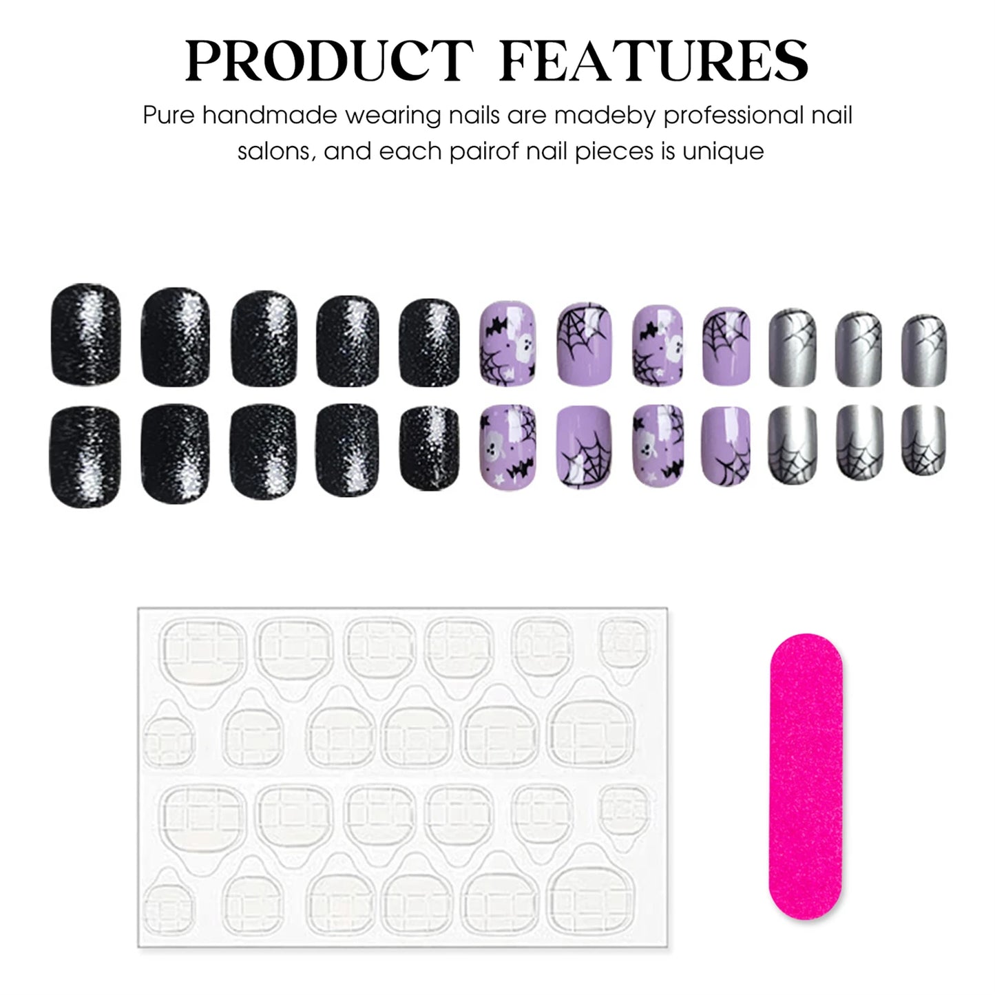 Halloween Ghost Spider Web Press On Nails
