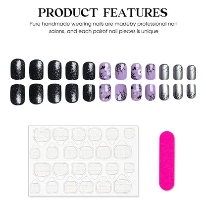 Halloween Ghost Spider Web Press On Nails