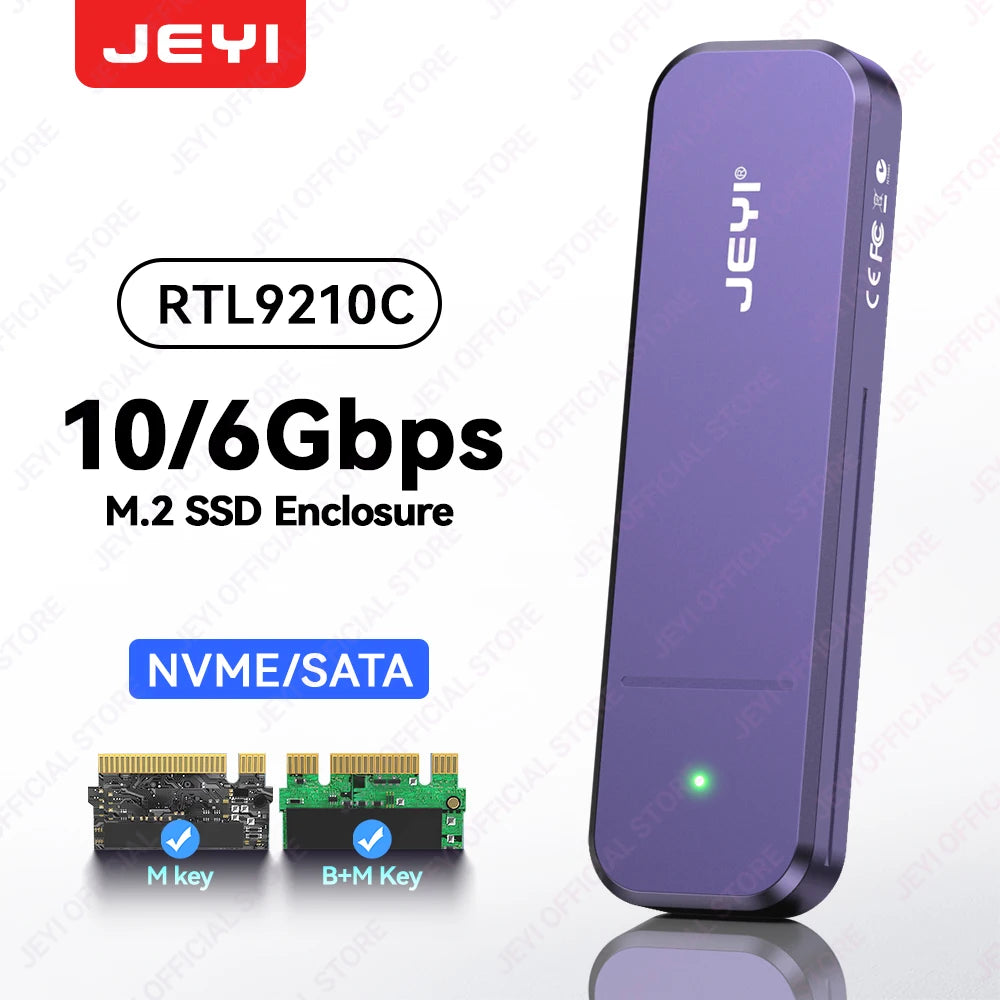 JEYI USB-C M.2 SSD Enclosure with NVMe/SATA Dual Protocol, UASP, TRIM & S.M.A.R.T Support