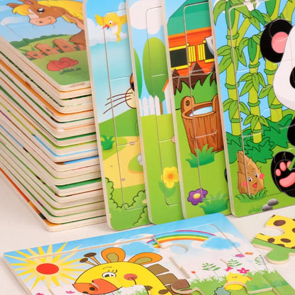 Wooden Animal Puzzle Set for Kids – 4 or 6 Pieces