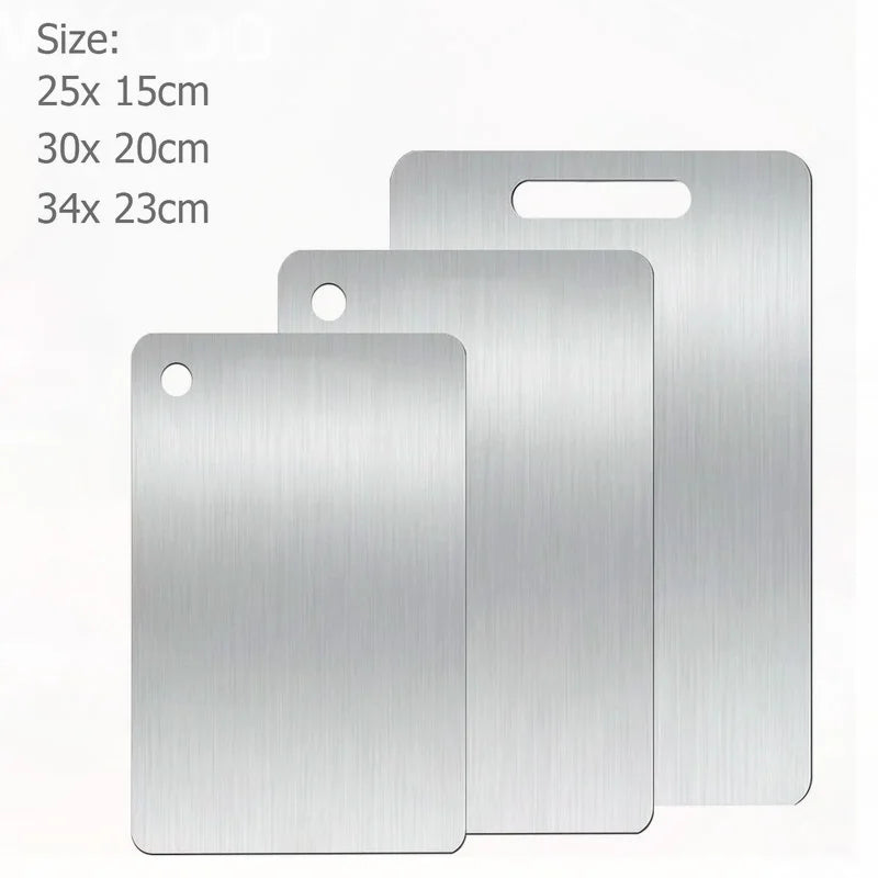 Double-Sided Stainless Steel Chopping Board for Kitchen & Dough Preparation