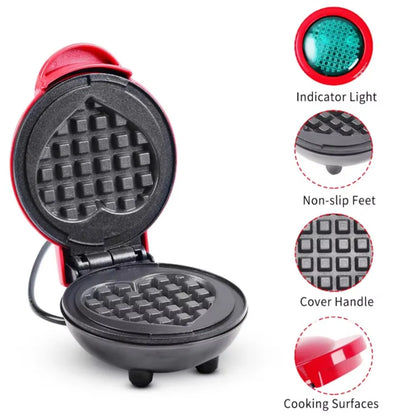 Compact Electric Heart-Shaped Waffle Maker
