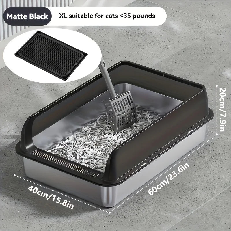 Extra Large Stainless Steel Cat Litter Box with Lid